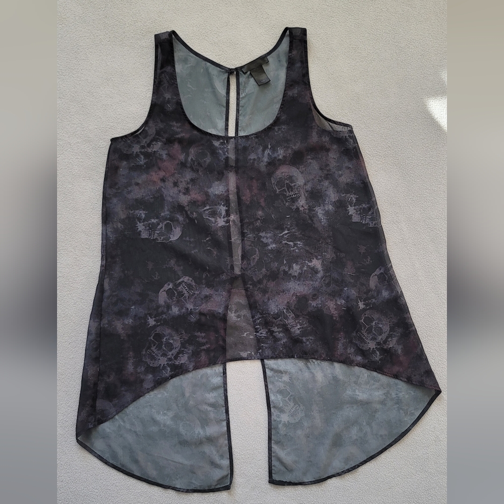 Sheer tank top with skeletons sz M